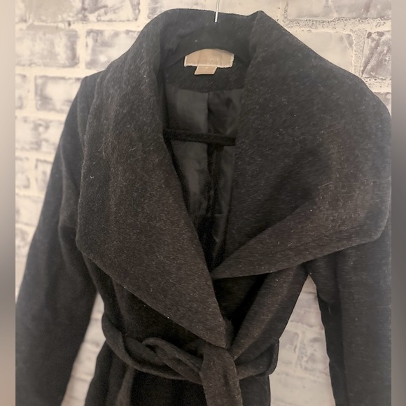 Michael Kors Charcoal Wool Wrap Coat - Picture 3 of 9